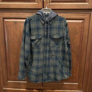 Layered look flannel/faux hooded shirt (jacket?) by Ripcurl sz XL